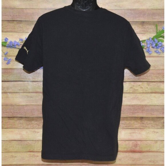 Puma Mens Black Crewneck T-Shirt With Camouflage Logo Size L Cotton Short Sleeve - Picture 5 of 8